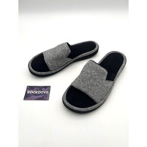 RockDove Womens L Memory Foam Open Toe Slide Scuff Slippers Gray Black 9-10 EUC